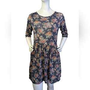 Oasis Dark Floral Stretchy Dress | 90s Grunge | Small/Medium